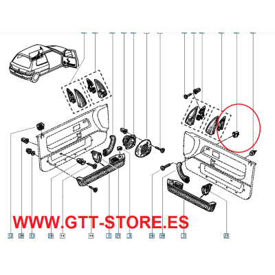 TUERCA SUJECCION MANILLA PUERTA CLIO 16S/WILLIAMS
