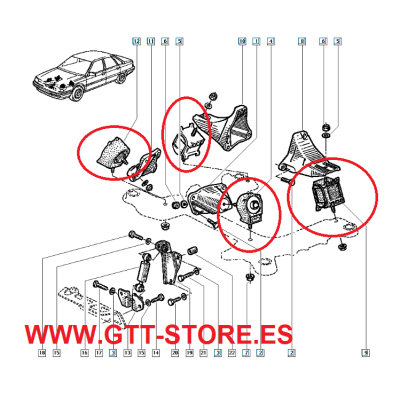 KIT SOPORTES MOTOR RENAULT 21 TURBO