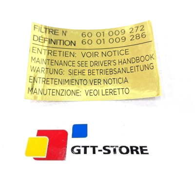 PEGATINA CAJON FILTRO DE AIRE RENAUT 5 GT TURBO