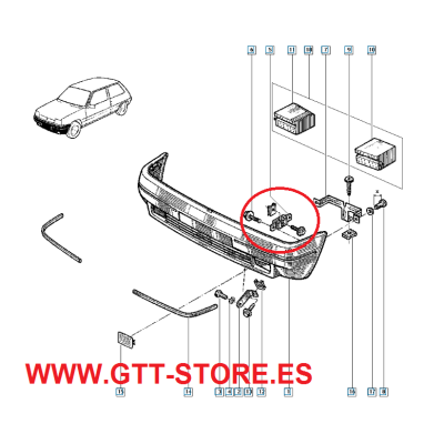 7700753073 SOPORTE DEFENSA RENAULT 5 GT TURBO