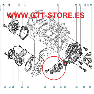 CARCASA TERMOSTATO ALUMINIO CLIO SPORT 172/182