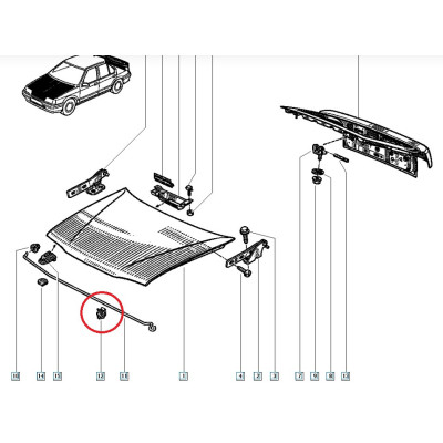 7703079328 CLIP SUJECCION VARILLA CAPOT  RENAULT 19 1,8 16V