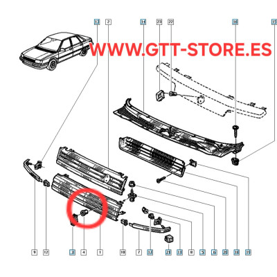 GRAPA FIJACION ANAGRAMA RENAULT 21 TURBO FASE 1