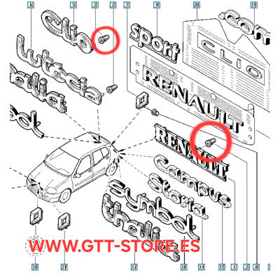 GRAPA ANAGRAMA TRASERO RENAULT CLIO SPORT 172/182