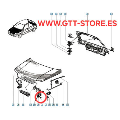 7703066154 CLIP SUJECCION BISAGRAS DE CAPOT CLIO 1.8 16V WILLIAMS