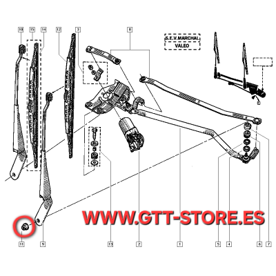 TUERCA BRAZO LIMPIAPARABRISAS DELANTERO RENAULT 19 1.8 16V
