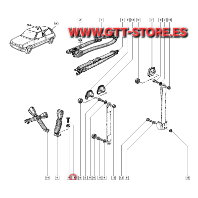 7703102014 TORNILLO SUJECCION CINTURONES RENAULT 5 GT TURBO 11 TURBO