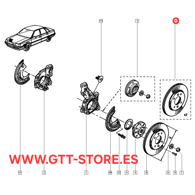 DISCOS DE FRENO ATE DEL. RENAULT 21 TURBO
