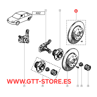 DISCOS DE FRENO TRASEROS BREMBO RENAULT 21 TURBO
